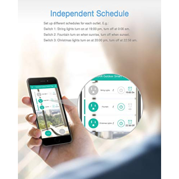 TESSAN Outdoor Smart Plug with 3 WiFi Outlets for Alexa