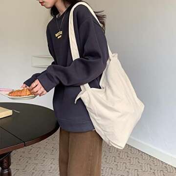 WantGor Women Corduroy Tote, Large Shoulder Hobo Bags Casual Handbags Big Capacity Shopping Purses Work Bag (Beige)