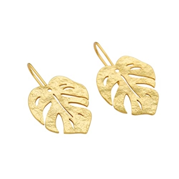 Nancita Monstera Leaf Earrings - Palm Leaf Drop Earrings - Vintage Monstera Leaves Earring - Jewelry...