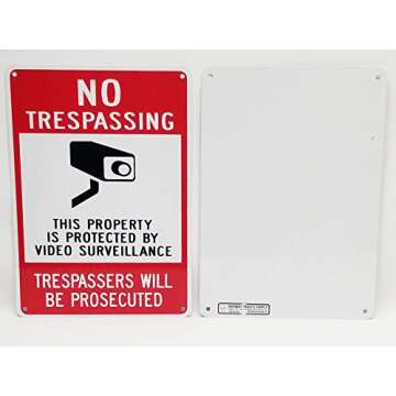 Highway Traffic Supply Aluminum Sign, Legend "No Trespassing - Video Surveillance" with Graphic, 14"...