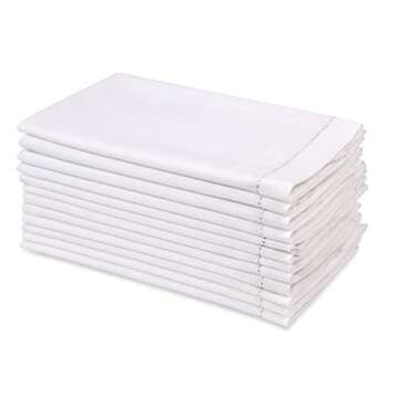 Decorative Cloth dinner Napkins With Hemstitched-Flax Cotton -White color,20x20,Wedding / Cocktails ...