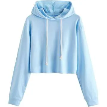 Cropped Hoodie Casual Workout Sweatshirt for Women