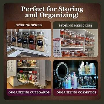Vertical Spice Narrow Spice Rack - Sliding Spice Jars Organizer - Pantry Organizers & Storage - Slid...