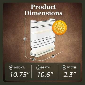 Vertical Spice Narrow Spice Rack - Sliding Spice Jars Organizer - Pantry Organizers & Storage - Slide Out Drawers for Kitchen Cabinets - Seasoning Caddy (2.3" W x 10.75" H x 10.6" D, Assembled)