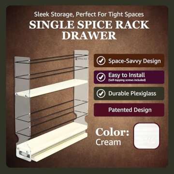 Vertical Spice Narrow Spice Rack - Sliding Spice Jars Organizer - Pantry Organizers & Storage - Slide Out Drawers for Kitchen Cabinets - Seasoning Caddy (2.3" W x 10.75" H x 10.6" D, Assembled)