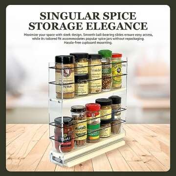 Vertical Spice Narrow Spice Rack - Sliding Spice Jars Organizer - Pantry Organizers & Storage - Slide Out Drawers for Kitchen Cabinets - Seasoning Caddy (2.3" W x 10.75" H x 10.6" D, Assembled)
