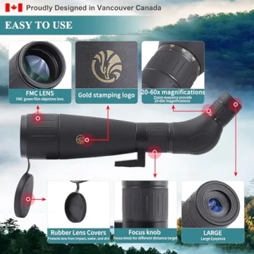 Fetch Falcon 20-60X60 Spotting Scope with Tripod & Carry Bag