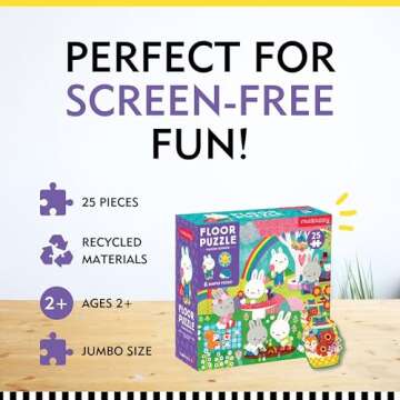Mudpuppy’s Garden Bunnies 25 Piece Floor Puzzle, Features 25 Colorful, Oversized Pieces, Includes 6 Special Shaped Pieces of Adorable Bunnies and More, Ages 2+, Great Gift Idea!