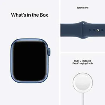 Apple Watch Series 7 [GPS 41mm] Smart Watch w/Blue Aluminum Case with Abyss Blue Sport Band. Fitness Tracker, Blood Oxygen & ECG Apps, Always-On Retina Display, Water Resistant