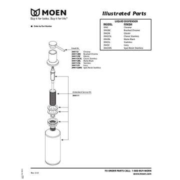 Moen Chrome Deck Mounted Kitchen Soap Dispenser with Above the Sink Refillable Bottle, 3942