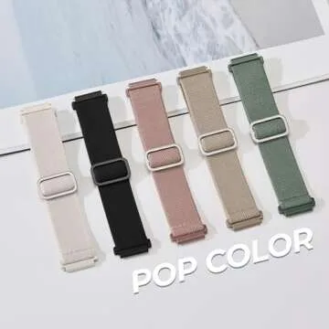 Acextro 5 Pack Stretchy Bands Compatible with Samsung Galaxy Watch 7 6 5 4 FE Band 40mm 44mm 45mm/Watch 6 4 Classic 4 42mm 46mm 43mm 47mm/Active 2, 20mm Water-Resistant Elastic Nylon Sport Strap