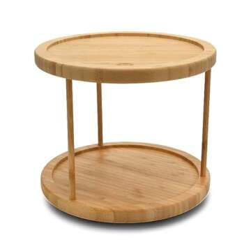 YBM Home Bamboo Wooden Non-Skid Spinner for Kitchen, Pantry, Fridge, Cupboards, or Counter Organizin...