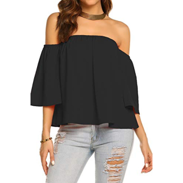 Stylish Bluetime Off Shoulder Chiffon Blouse for Women