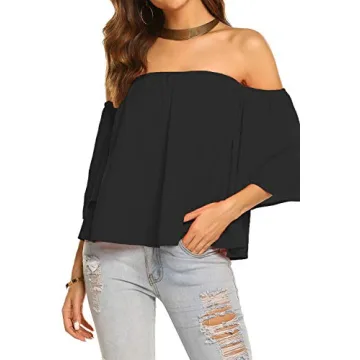 Stylish Bluetime Off Shoulder Chiffon Blouse for Women