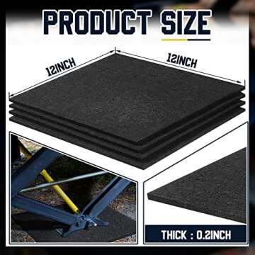 4 Pieces RV Jack Rubber Pads Trailer Jack Camper Accessories RV Stabilizer Jack Pads Jack Stand Pads Trailer Leveling Pads for Keeping Blocks from Slipping Sinking, 12 x 12 x 0.2 Inch