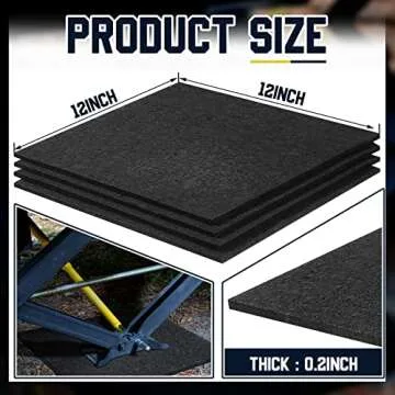 4 Pieces RV Jack Rubber Pads Trailer Jack Camper Accessories RV Stabilizer Jack Pads Jack Stand Pads Trailer Leveling Pads for Keeping Blocks from Slipping Sinking, 12 x 12 x 0.2 Inch