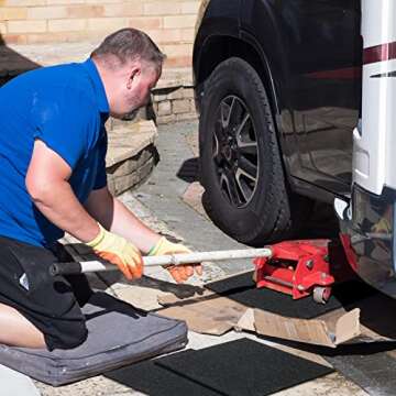 4 Pieces RV Jack Rubber Pads Trailer Jack Camper Accessories RV Stabilizer Jack Pads Jack Stand Pads Trailer Leveling Pads for Keeping Blocks from Slipping Sinking, 12 x 12 x 0.2 Inch