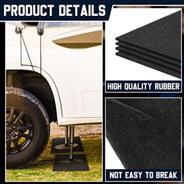 4 Pieces RV Jack Rubber Pads Trailer Jack Camper Accessories RV Stabilizer Jack Pads Jack Stand Pads Trailer Leveling Pads for Keeping Blocks from Slipping Sinking, 12 x 12 x 0.2 Inch