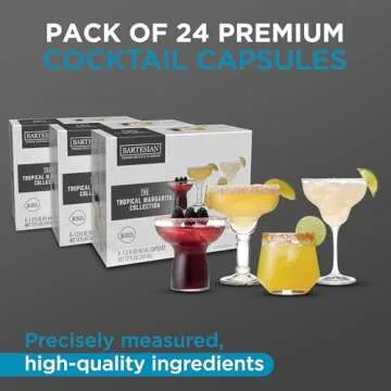 Bartesian 24-Pack Tropical Margarita Favorites Collection for Cocktail Machine – Home Bar Mixology Cocktails Mix Pod Capsule Set To Use With the Cocktail Drink Maker Machine