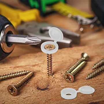 Hotop 100 Pieces Hinged Screw Cover Caps Plastic Shutter Fold Screw Snap Covers Washer Flip Tops(Small,White)