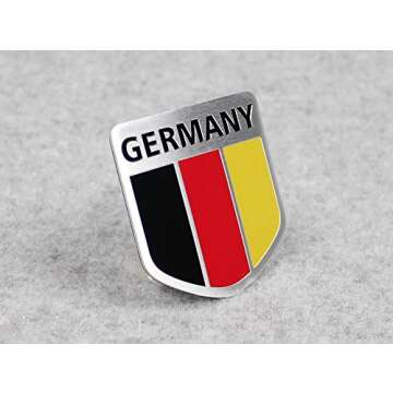 Premium German Flag Chrome Car Emblem Badge - Weather-proof Aluminum Alloy Sticker