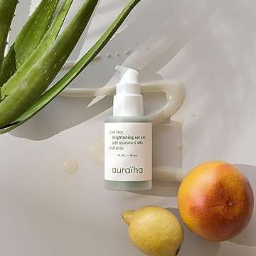 Auraiha Glass Face Brightening Serum - With Squalane and AHA Fruit Acids - Suitable for Sensitive Sk...