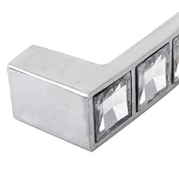 abcGoodefg Modern Crystal Glass Rhinestone Cabinet Handle Pulls Clear Bling Draw Knobs U Shape Door Handle Pulls Knobs, 5.3" Length (5" Hole Centers), Clear Silver, Zinc Alloy, 10-Pack