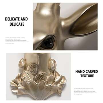 YYDX Gold Deer Head Wall Sculpture, Faux Antlers Wall Mount Art Decoration, Wall Decor Living Room D...