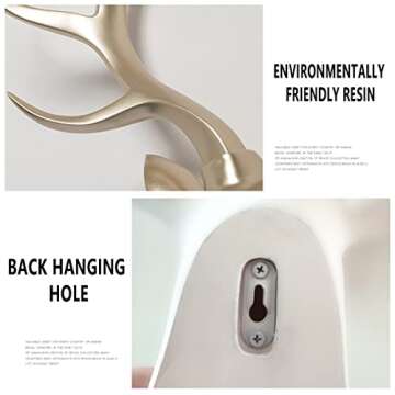 YYDX Gold Deer Head Wall Sculpture, Faux Antlers Wall Mount Art Decoration, Wall Decor Living Room Dining Room Background Wall Pendant Deer Head