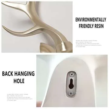 YYDX Gold Deer Head Wall Sculpture, Faux Antlers Wall Mount Art Decoration, Wall Decor Living Room Dining Room Background Wall Pendant Deer Head