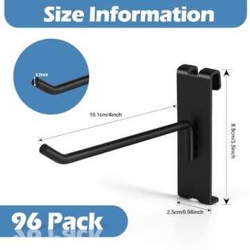 Polmart 4" Heavy Duty Black Gridwall Panel Hooks, Pack of 96 (4-inch)