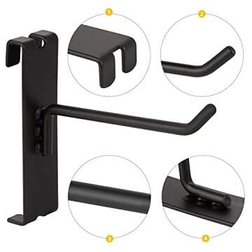 Polmart 4" Heavy Duty Black Gridwall Panel Hooks, Pack of 96 (4-inch)