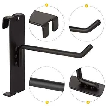 Polmart 4" Heavy Duty Black Gridwall Panel Hooks, Pack of 96 (4-inch)