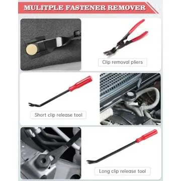 Poraxy 19Pcs Trim Removal Tool,Car Panel Door Audio Trim Removal Tool Kit, Auto Clip Pliers Fastener Remover Pry Tool Set with Storage Bag