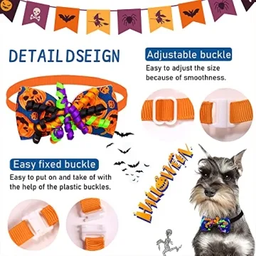 Adjustable 22Pcs Halloween Pet Bow Tie for Cats Dogs