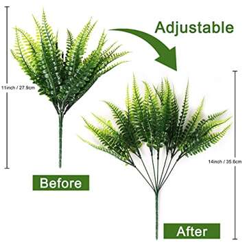 Coreland 20 Bundles Artificial Plants Outdoor Fake Boston Fern Faux Plastic Plants Greenery for Gard...