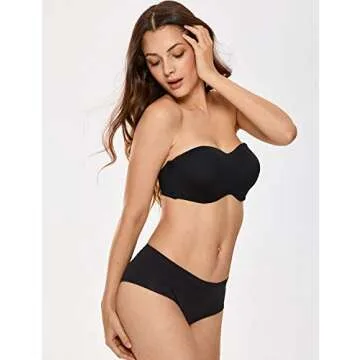 DELIMIRA Women's Strapless Bra Minimizer Seamless Underwire Unlined Bandeau for Big Bust Black 38C