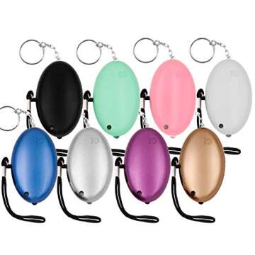 KOSIN Safe Sound Personal Alarm, 8 Pack 140DB Personal Security Alarm Keychain with LED Lights, Emer...