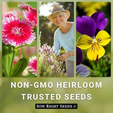 Sow Right Seeds - Large Flower Seed Collection - Coleus, Carnation, Daisy, Calendula, Alyssum, Echinacea, Lavender, Snapdragon & Zinnia - Non GMO Heirloom Seeds for Planting - 10 Packets