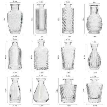 RUCKACE Small Clear Bud Vases Bulk 22 Pack - Mini Decorative Glass Flower Vases for Centerpiece, Wed...