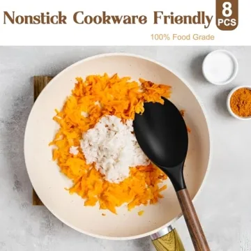 Umite Chef Silicone Cooking Utensil Set with Acacia Wood Handles