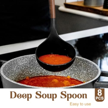 Umite Chef Silicone Cooking Utensil Set with Acacia Wood Handles