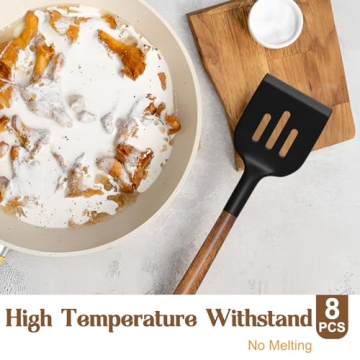 Umite Chef Silicone Cooking Utensil Set with Acacia Wood Handles