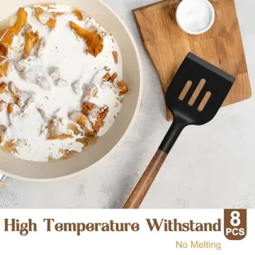 Umite Chef Silicone Cooking Utensil Set with Acacia Wood Handles