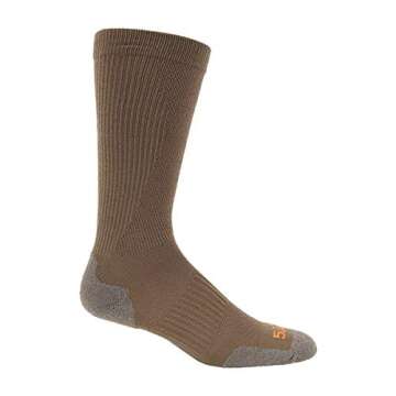 5.11 Tactical Slip Stream OTC Socks, Polyester Fabric, Moisture Wicking Structure, Gunmetal Grey, L, Style 10034