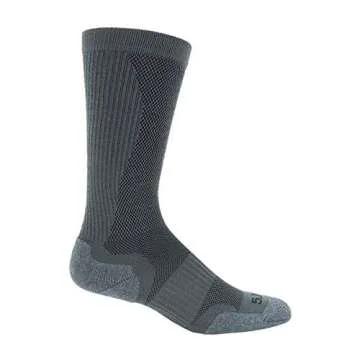 5.11 Tactical Slip Stream OTC Socks, Polyester Fabric, Moisture Wicking Structure, Gunmetal Grey, L, Style 10034