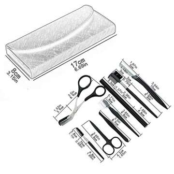 8PCS/SET Eyebrow Shaping Grooming Kit, Eyebrow Scissors, Eyebrow Pencil, Eyebrow Brush Trimmer, Brush, Beauty Tools Set with Leather Bag (pink)