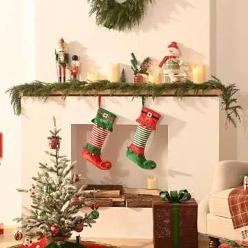 Valery Madelyn 9ft Real Tough Christmas Garland for Mantle, Lighted Artificial Norfolk Pine Cedar Ga...