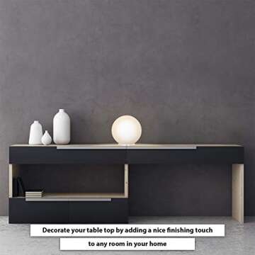 EGLO 204565A Rondo Collection Round Table Lamp with Glass Ball Shade for Living Room, Bedroom, Dorm, and Office, 60W, 8-Inch, White/Frosted Opal