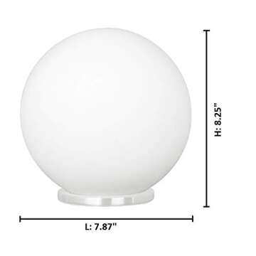 EGLO 204565A Rondo Collection Round Table Lamp with Glass Ball Shade for Living Room, Bedroom, Dorm, and Office, 60W, 8-Inch, White/Frosted Opal
